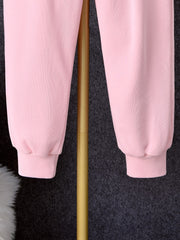 Girls Heart Pattern Sweatpants Elastic Waistband Kids Clothes