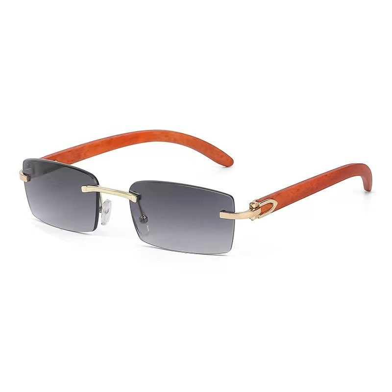 Punk Rimless Rectangle Sunglasses Vintage Small Frame Sun Glasses