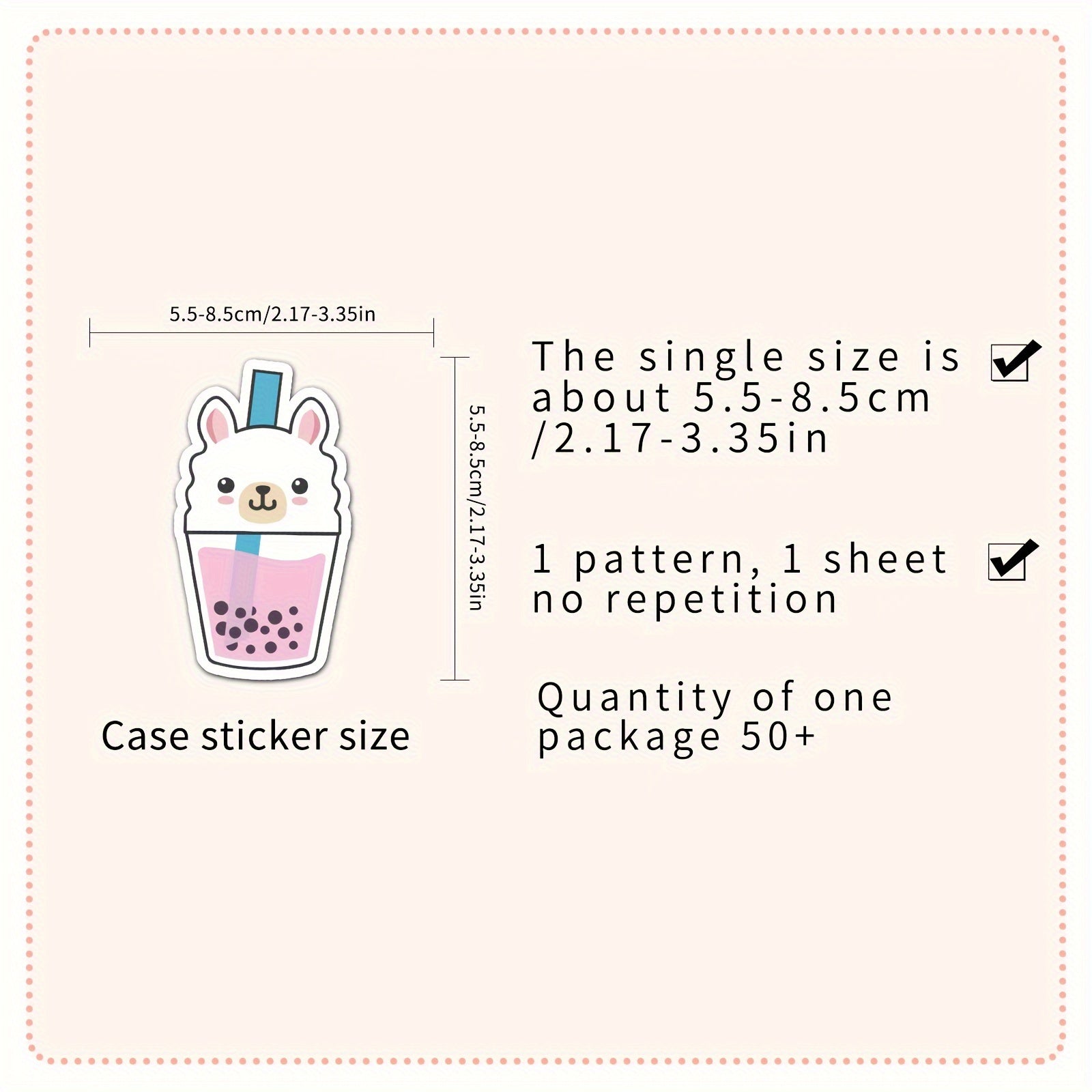 50pc Cute Milk Tea Pattern Waterproof Stickers for Water Bottles & Laptops