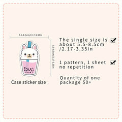 50pc Cute Milk Tea Pattern Waterproof Stickers for Water Bottles & Laptops