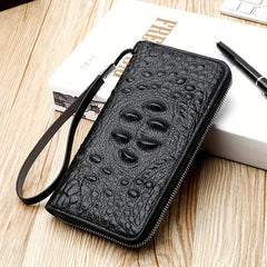 Men's Crocodile Pattern Clutch Bag Business Zipper Purse