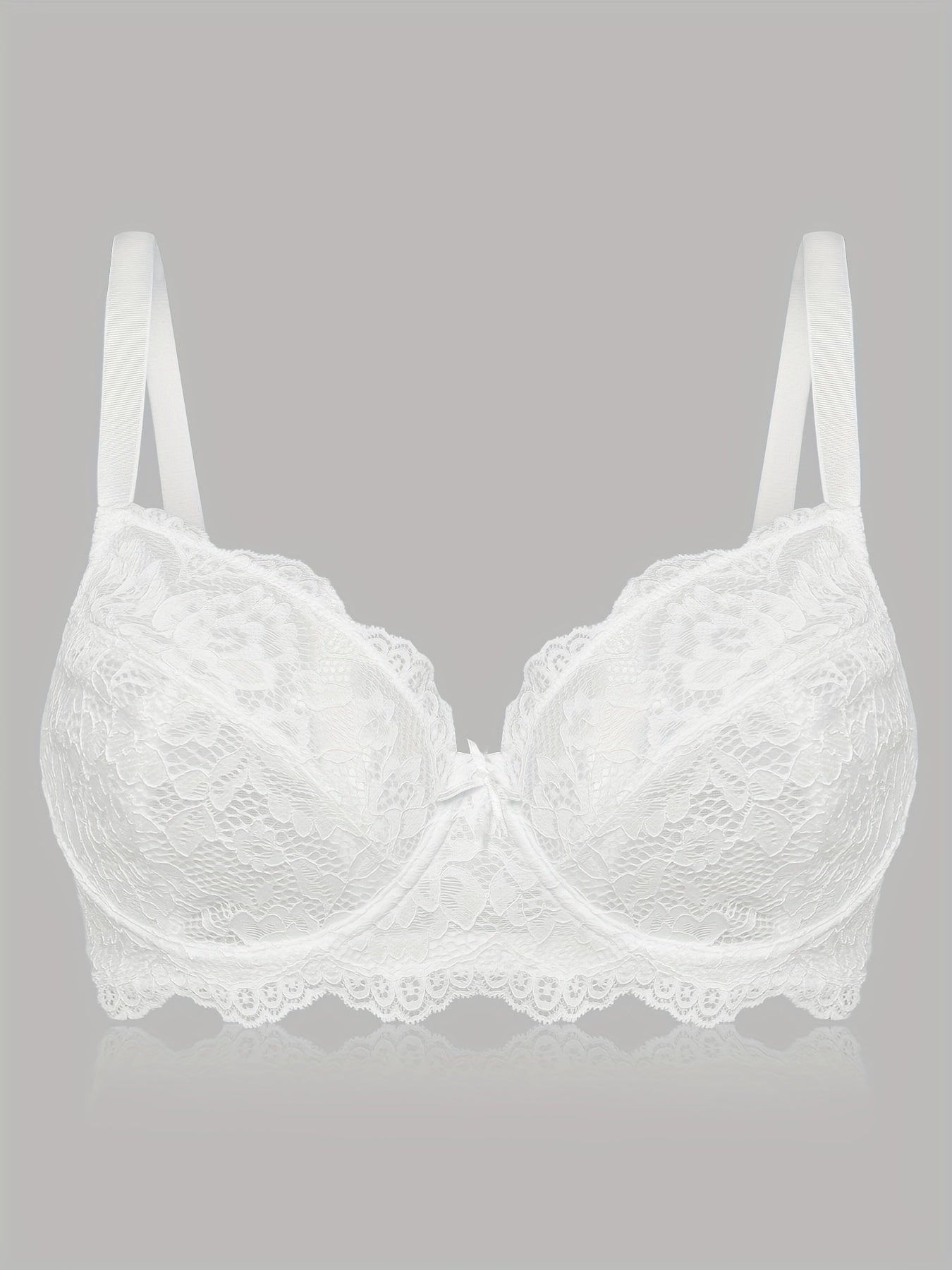 2pcs Floral Lace Push Up Bras Scallop Trim Women's Lingerie