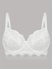 2pcs Floral Lace Push Up Bras Scallop Trim Women's Lingerie