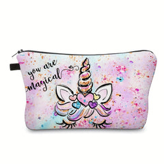 Unicorn Print Makeup Bag Toiletry Pouch Water Resistant Cosmetic Bag