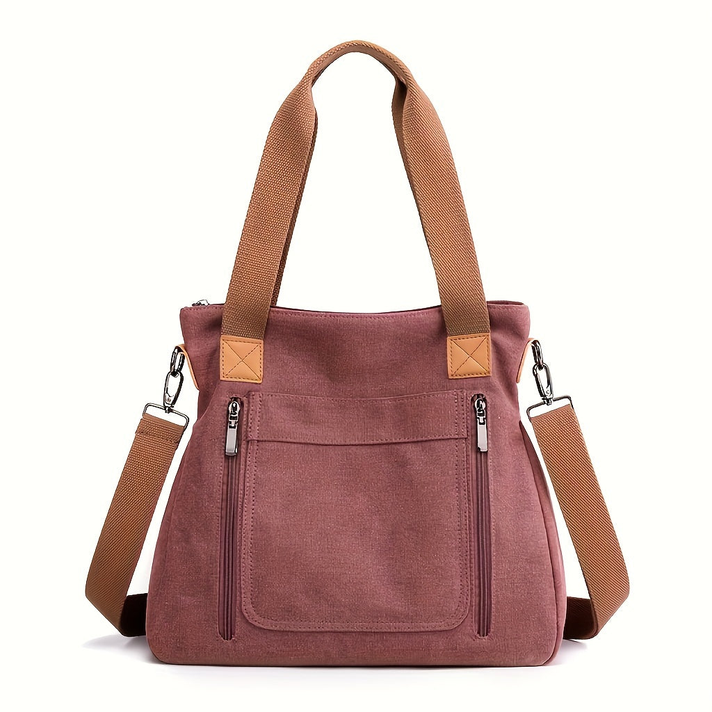 Vibrant Canvas Tote Bag with Multiple Compartments