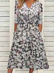 Women's Plus Floral Print Half Sleeve Dress