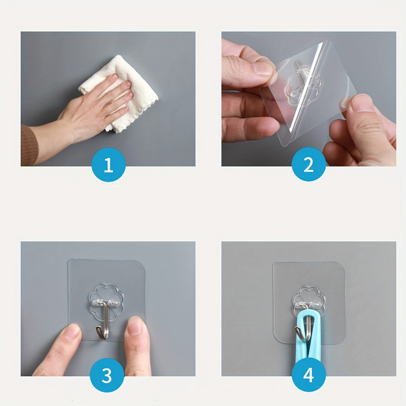 Transparent Sticky Hooks Wall Mounted Non-punching Utility Hanger