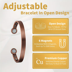 Adjustable Pure Copper Magnetic Bracelet for Men Women