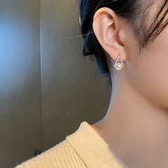 A Shaped Diamond Pearl Earrings - Wedding Party Christmas Earrings