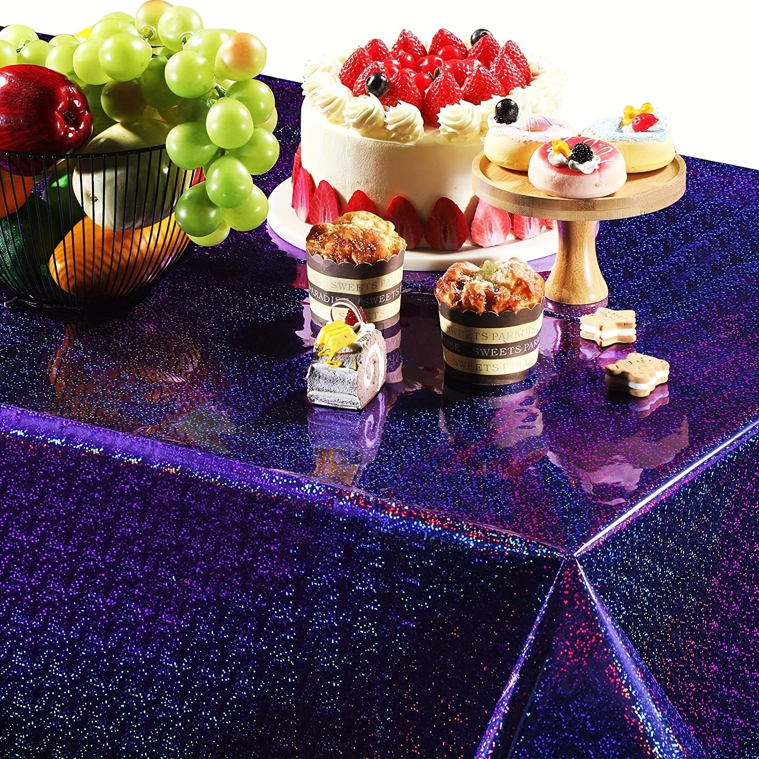 Iridescence Plastic Tablecloths 137x274cm Laser Table Covers Holographic Foil