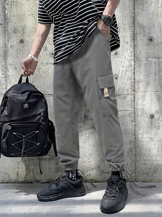 Men's Drawstring Cargo Pants Loose Jogger Pants
