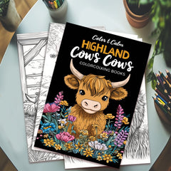 Highland Cow Coloring Book Thickened Paper 22 Pages