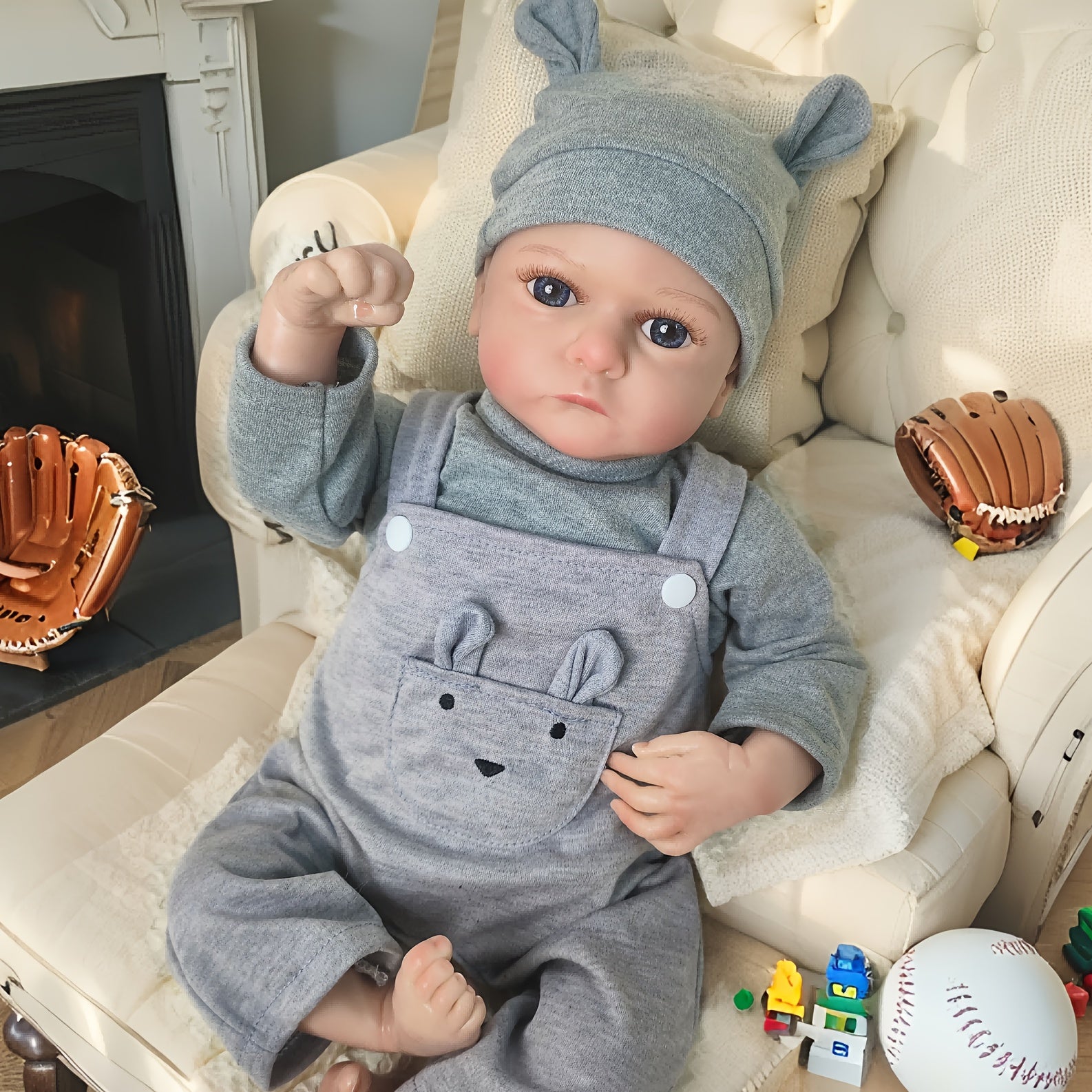 18" 3D Painted Little Boy Doll with Visible Veins Soft Vinyl Limbs