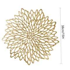 Metallic Round Flowers Shape Placemat Home Insulation Tea Coaster Plate Mat