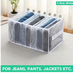 Jeans Closet Shelf Organizer 7 Grid Mesh Foldable Drawer Storage Box