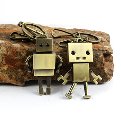 Mini Robot Car Keychain Retro Movable Alloy Key Chain Pendant Car Ornaments