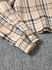 2pcs Girls' Cami Dress Plaid Crop Jacket Set