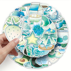 50pcs Cartoon Graffiti Stickers, Self Adhesive, Mixed Colors, Irregular Shapes
