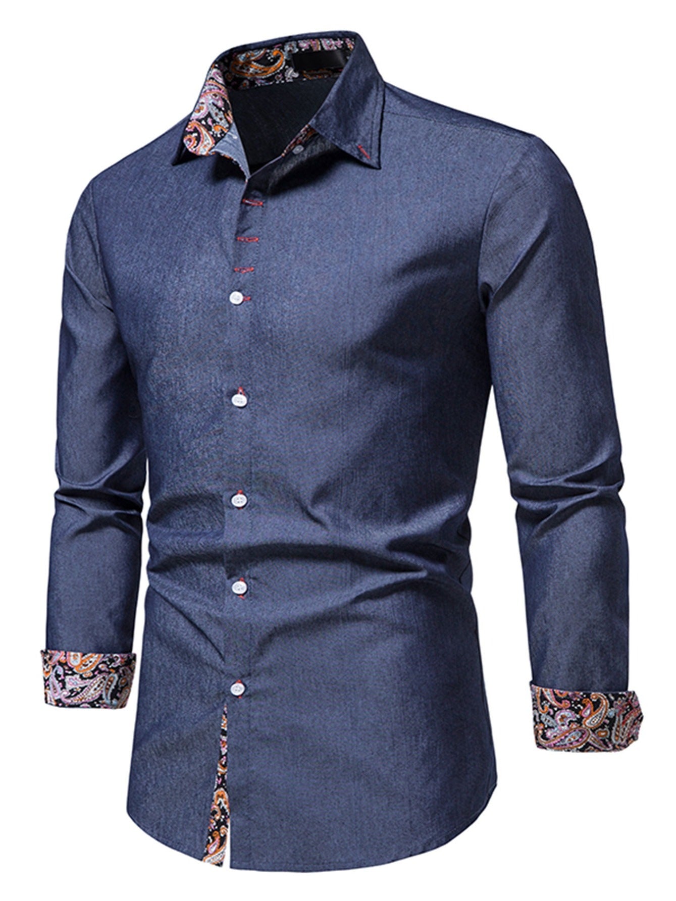 Men's Long Sleeve Denim Clash Shirt