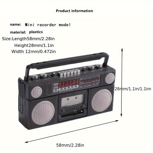 Mini Dollhouse Cassette Recorder Toy Gray Rubber with Accents 26cm H