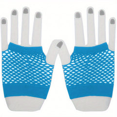 4pcs Short Fishnet Gloves Open Back Party Accessories Pink