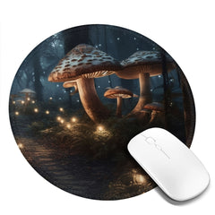 Night Mushroom Group Circular Game Mouse Pad 20x20cm