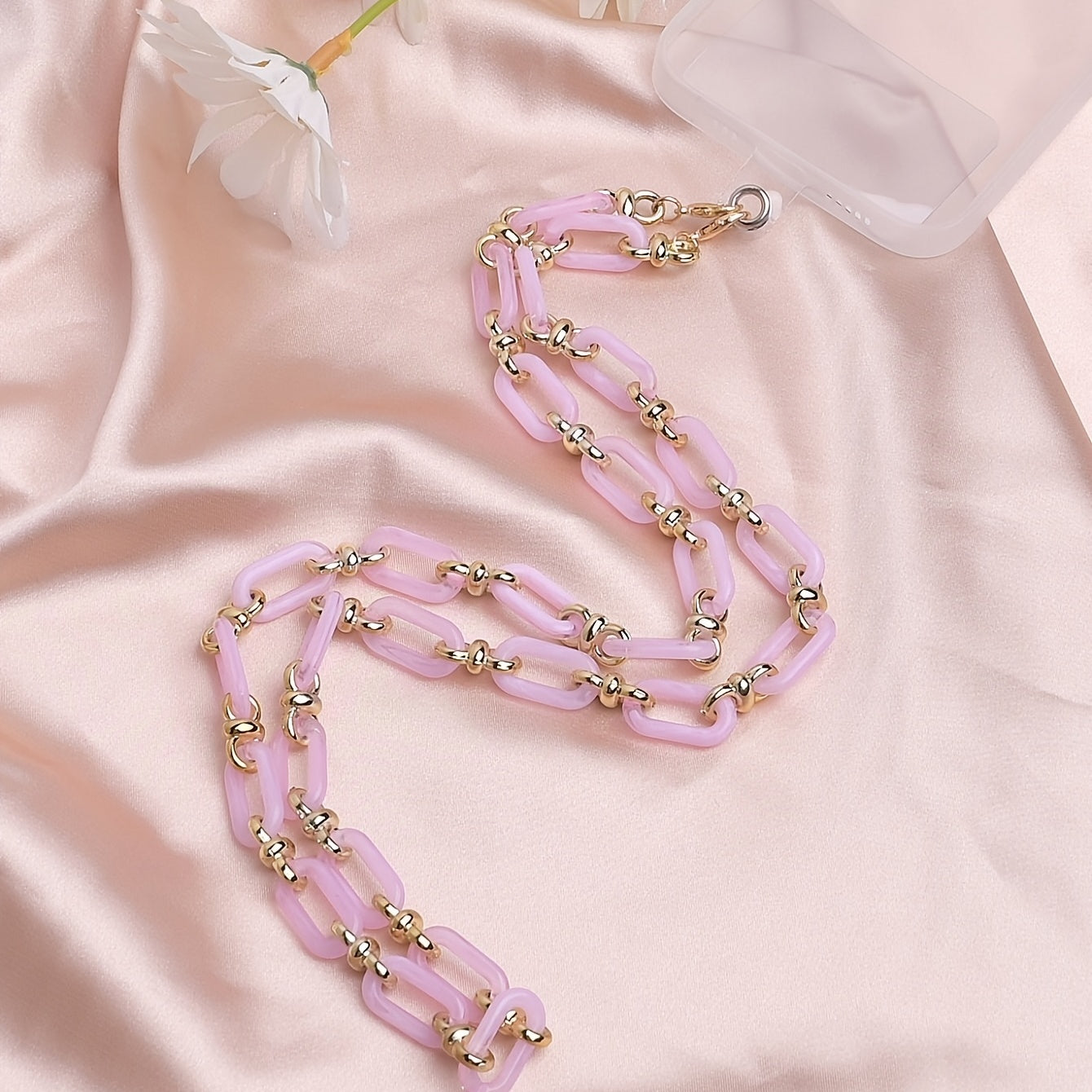Sweet Pink Key Chain Detachable Chain Bag Strap Anti-drop Hanging Rope