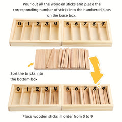 Wooden Number Matching Game Toy with 10 Sticks & 2 Compartments