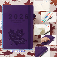 2026 Daily Planner 320 Page 365 Calendar Leaf Pattern Metal Ring Binding 4 Color