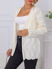  Solid Long Sleeve Open Front Cardigan