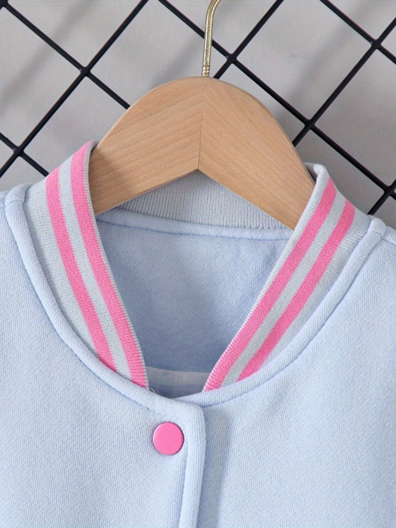 Girls' Cartoon Graphic Varsity Jackets Snap Button Down Long Sleeve