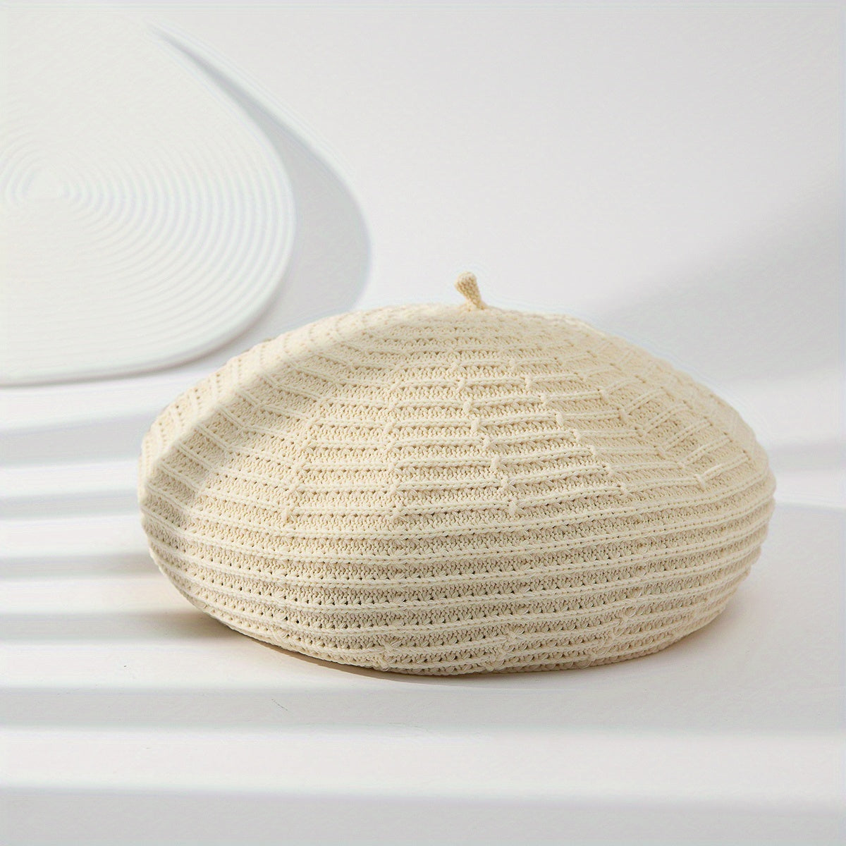 Striped Knitted Beret Solid Painter Cap Classic Octagonal Hat