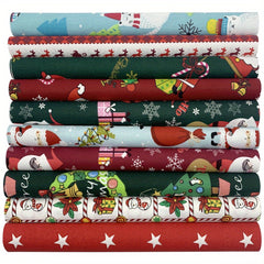 10pcs Christmas Cotton Fabric DIY Patchwork Sewing Materials 25x25cm