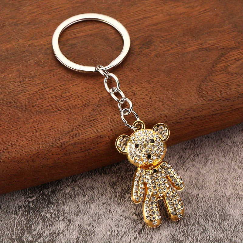 Sparkling Diamond Bear Key Ring Men's Gift Pendant
