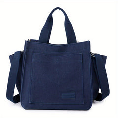 Letter Patch Canvas Crossbody Bag Women's Handbag
