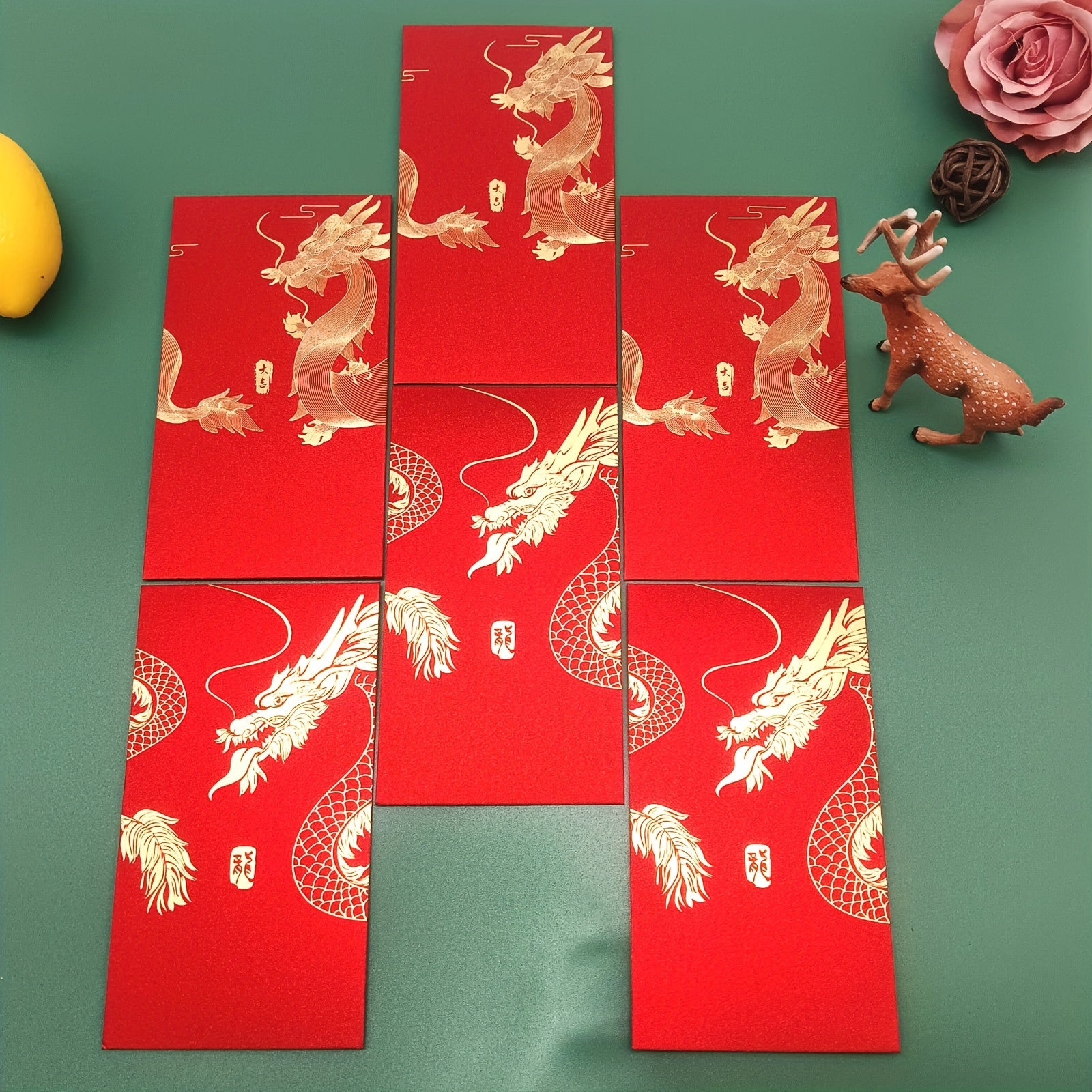 6pcs Year Of The Dragon Red Envelopes Lucky Money Universal Envelope