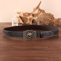 Embossed PU Leather Retro Western Cowboy Belt