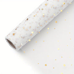 48cm Star Moon Gauze Flower Wrapping Paper, 4.57m Semi-Transparent Yarn Dot Bouq