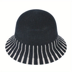 Stripe Jacquard Bucket Hat Sunscreen Summer Sun Hat Women's Casual Cloche Hats