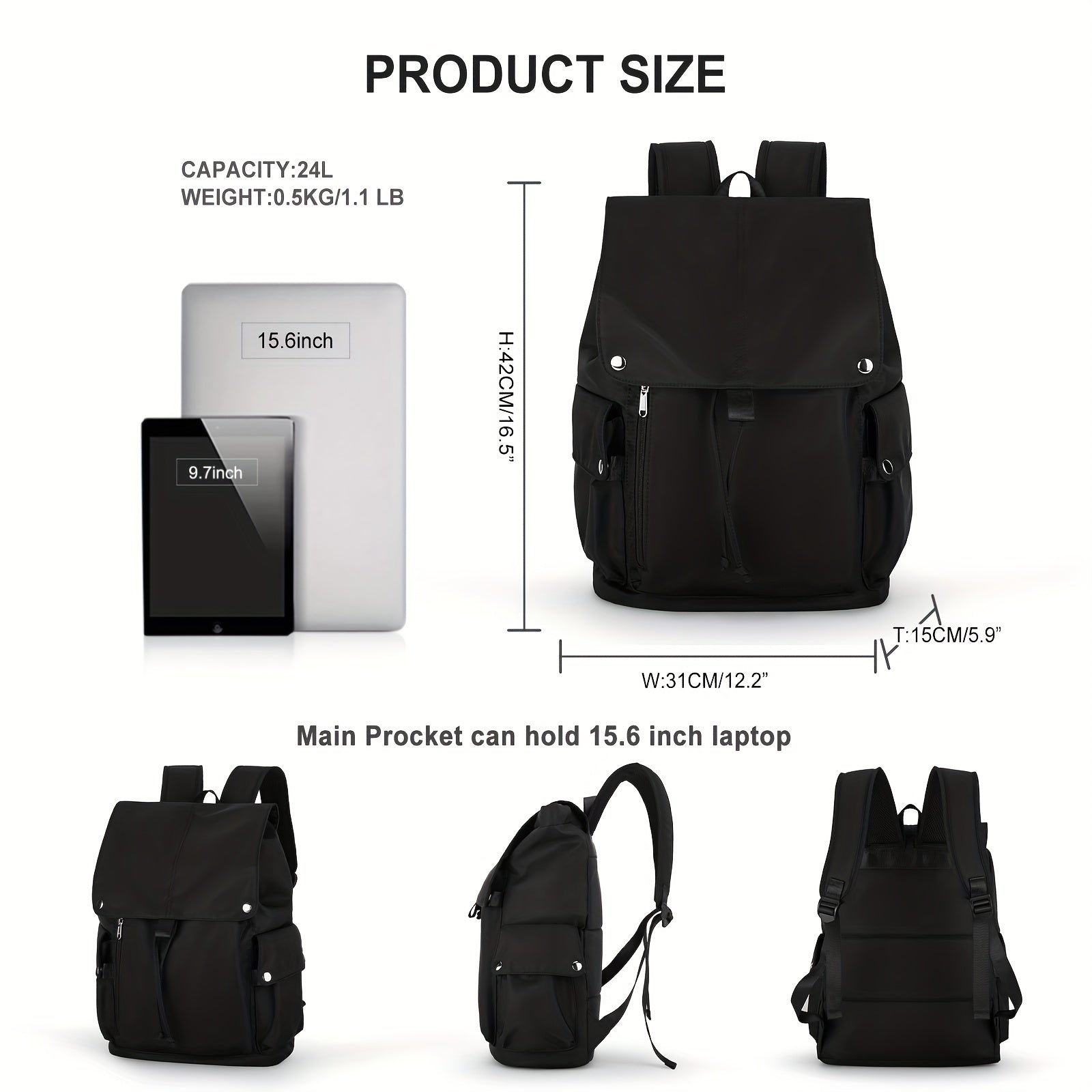 Large Capacity Preppy Backpack Anti Theft Back To School Bag Casual Travel Daypa