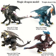 4pcs Rotatable Monster Dinosaur Animal Statue Ornaments PVC Model Gift