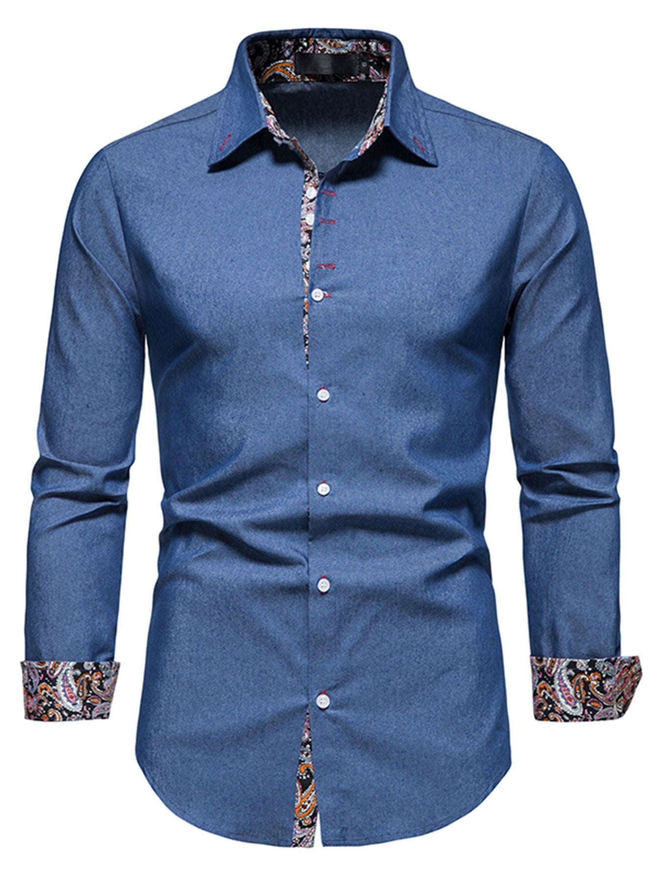 Men's Long Sleeve Denim Clash Shirt