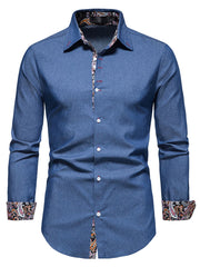 Men's Long Sleeve Denim Clash Shirt