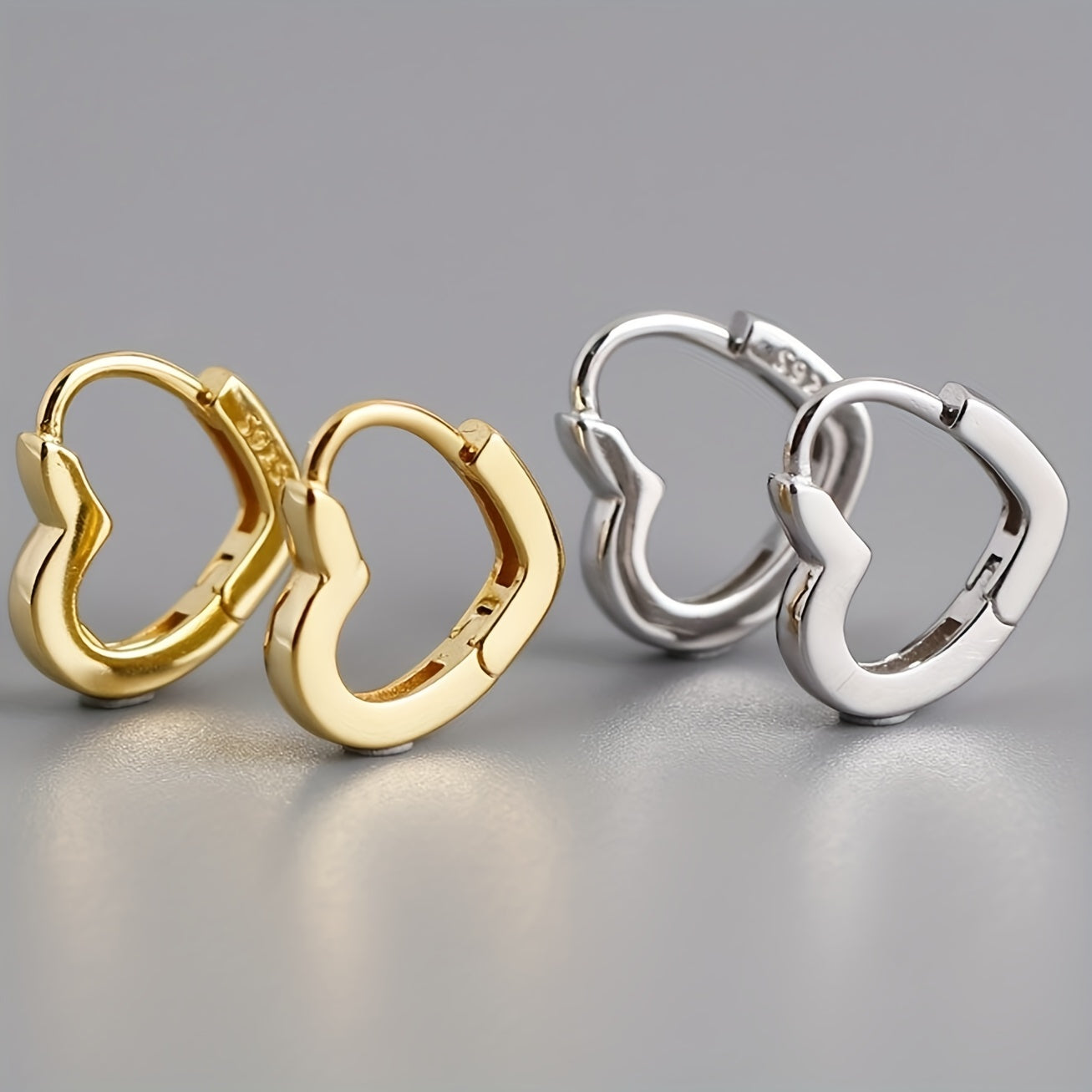 Heart Shape 925 Silver Plated Hoop Earrings For Women