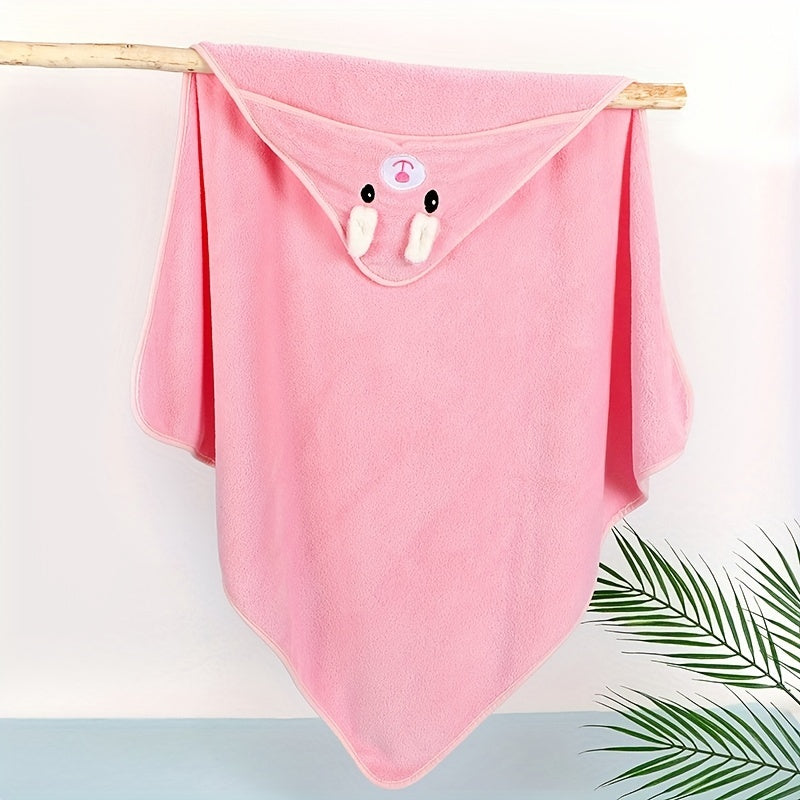 Cartoon Coral Fleece Baby Bath Towel with Hood