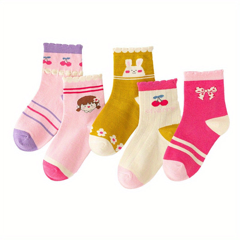 Kids Cartoon Flower Pattern Crew Socks