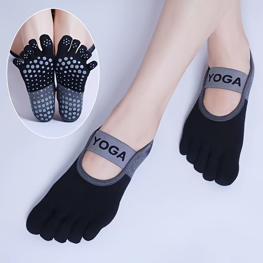 Women's Split Toe Yoga Socks with Non Slip Grip Straps
