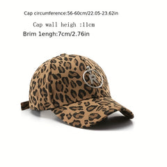 Leopard Print Baseball Cap Iron R Pendant Sun Hat