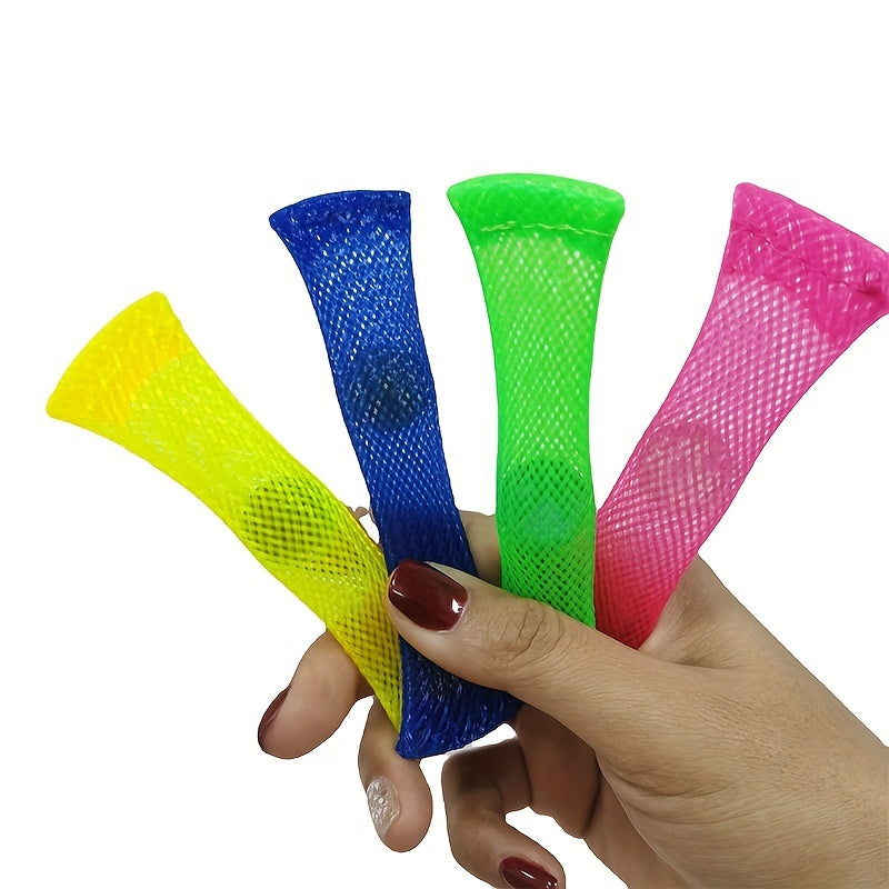 4Pcs Braided Mesh Tubes Fidget Toys with Marble