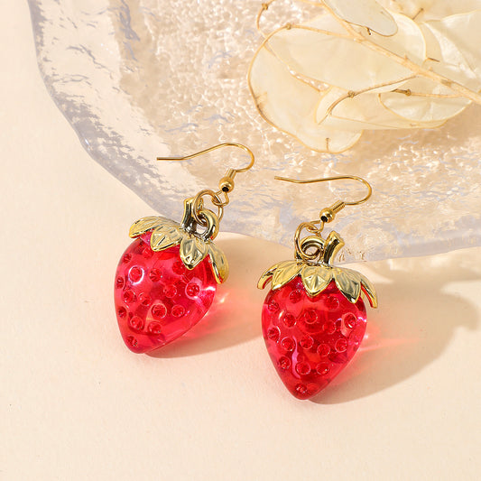 Strawberry Resin Earrings Fun Fruit Earrings For Women Girls